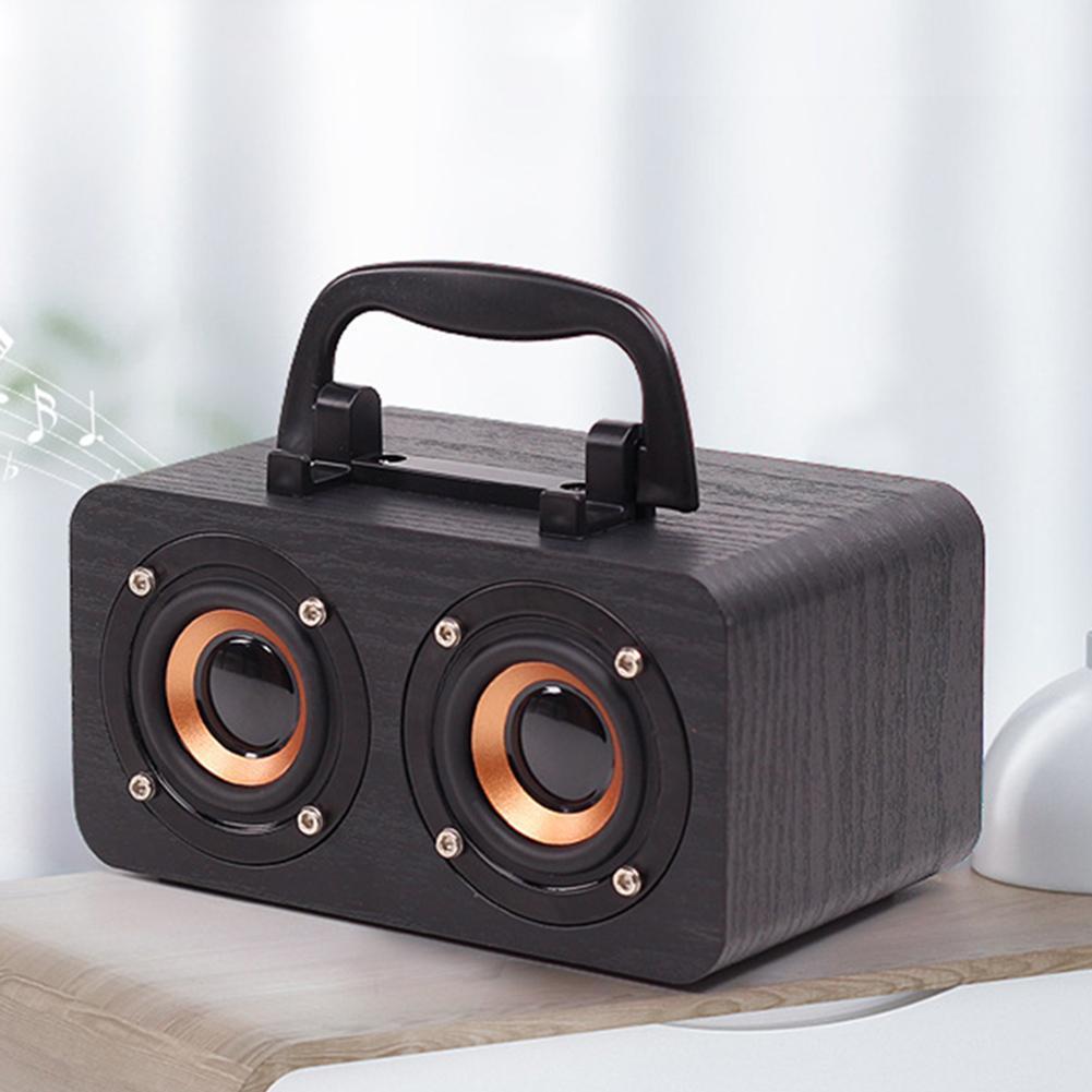 Retro Wooden Wireless Desktop Bluetooth Speaker Phone Holder USB Rechargeable Portable Convenient Durable Stereo Bass Player