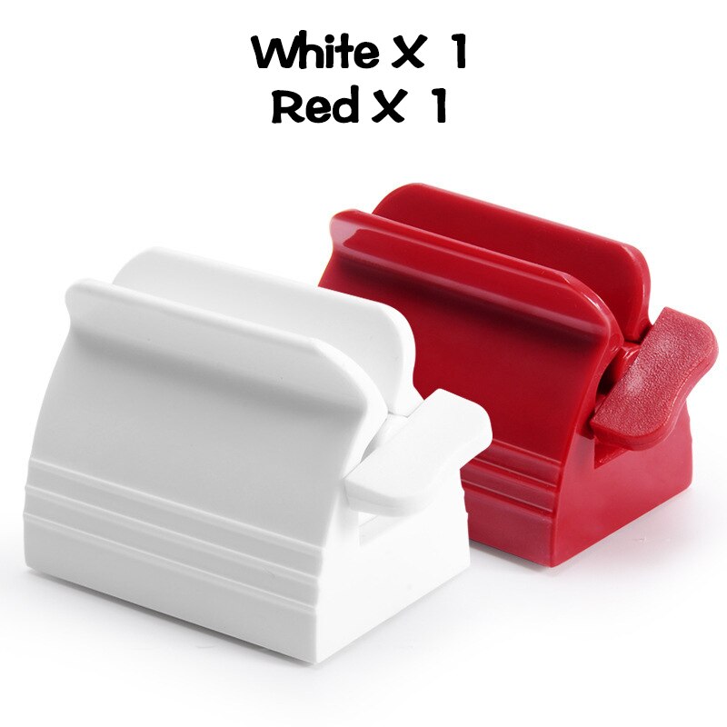 Multifunctional Toothpaste Tube Squeezer Simple Portable Plastic Dispenser Facial Cleanser Hand Cream Squeezer: 1 red 1 white