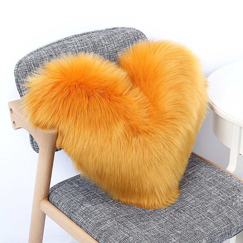 Simanfei Pelz Kissen Einsatz Weiche Plüsch Samt Liebe Herz Kissen Dekorative Weiß Nackenrolle Büro Stuhl Bett Kissen Zurück Kissen: Gelb / 40x50cm Kissenbezug