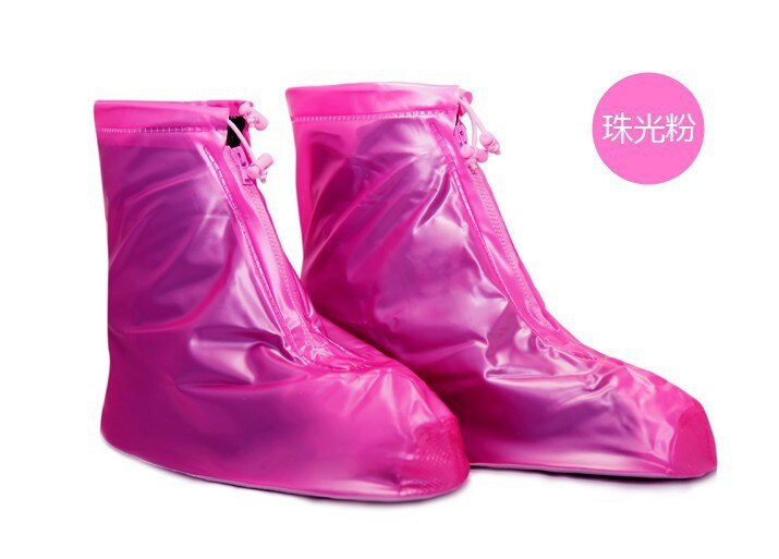 Regen Borghese Echt Product Dikke Antislip Zool Waterdicht Overshoe Fietsen Waterdichte Schoen Cover Pvc Black: 322 Pink XL Code