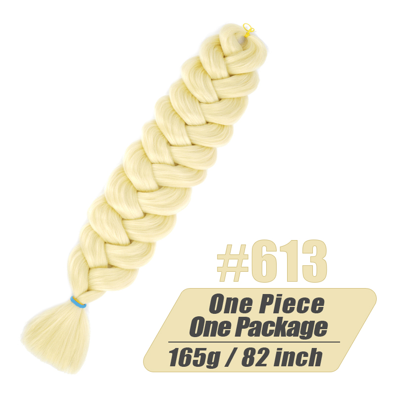 Una pieza, 82 pulgadas, 165g, trenza de fibra térmica, pelo trenzado sintético, Color puro, extensiones de cabello trenzado Jumbo de ganchillo para mujer: Color amarillo