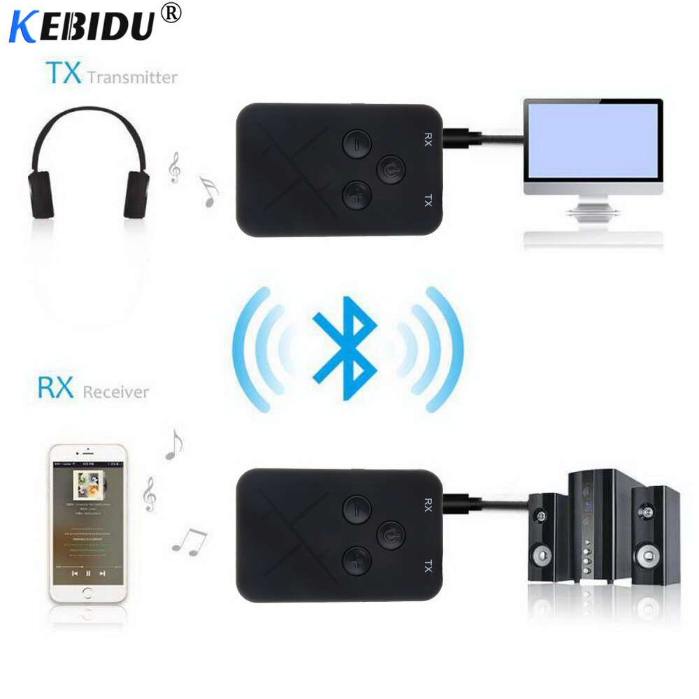 Kebidu 2 In 1 Draadloze Bluetooth 4.2 Zender Ontvanger Adapter Audio Music Adapter Met 3.5 Mm Audio Kabel Usb Opladen