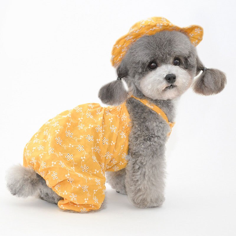 Gorros cómodos y bonitos para perros pequeños, gorro de algodón con estampado Floral para cachorros, accesorios para Teedy Hiromi Chihuahua
