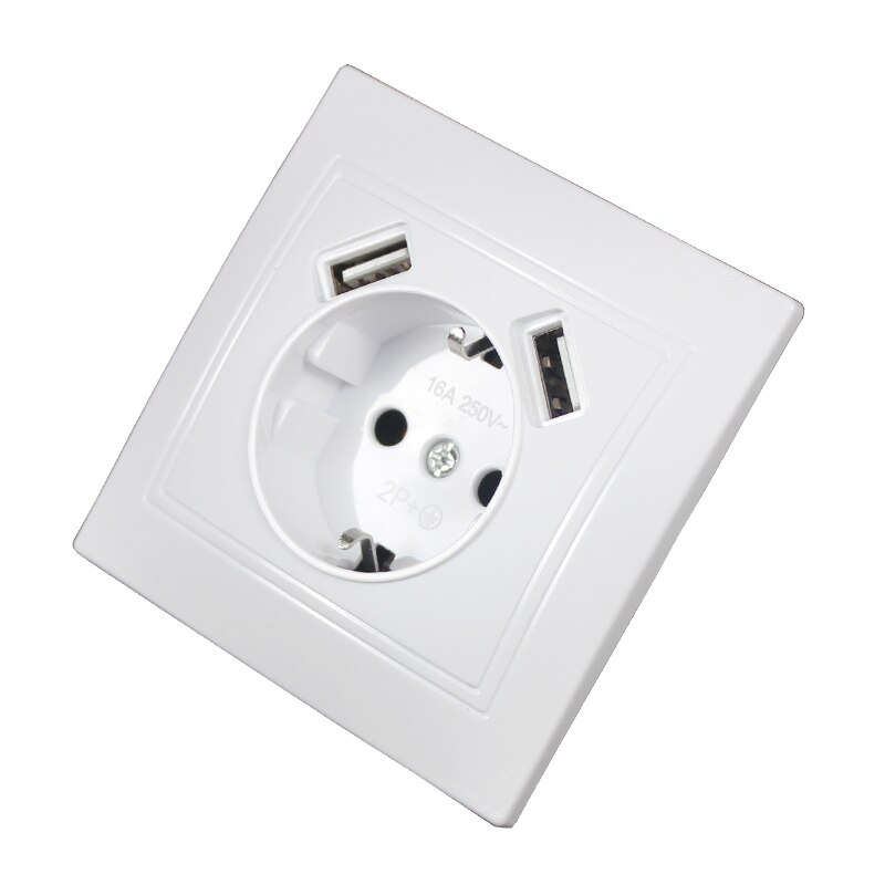 USB Wall Socket charger Double USB Port 5V 2A usb wall outlet wood color L4-01: White Color