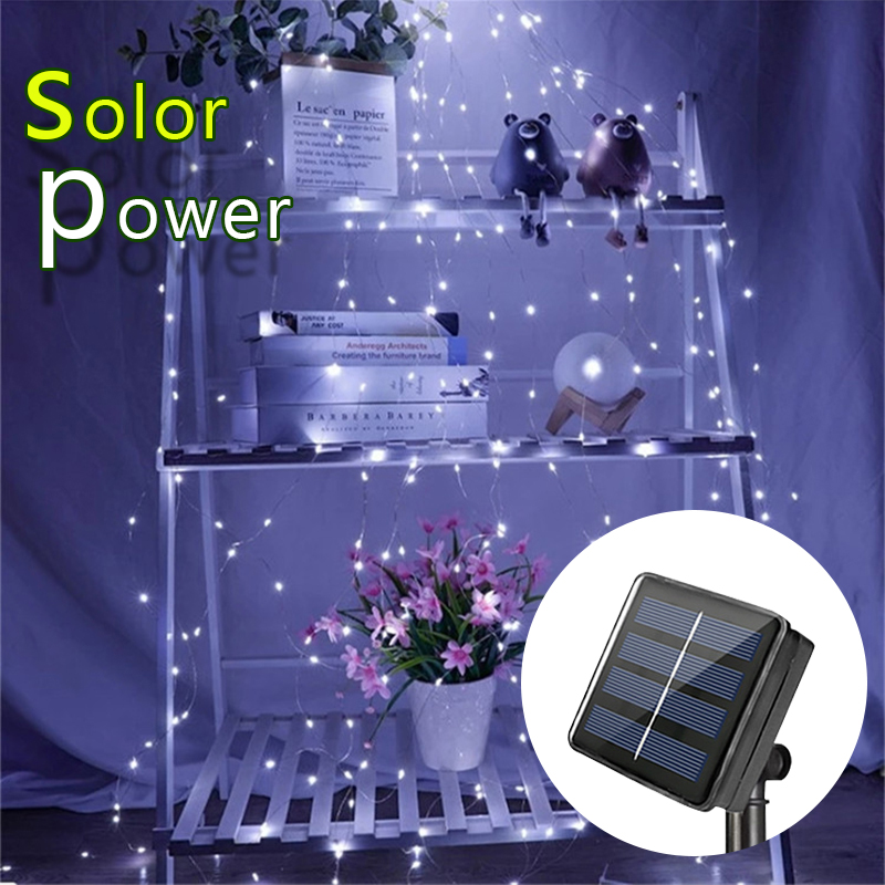 2M Solar Powered LED Branch Lights With Copper Waterproof Waterfall Light For Garden Party Outdoor Christmas Tree Decoration: WHITE / 0.5W
