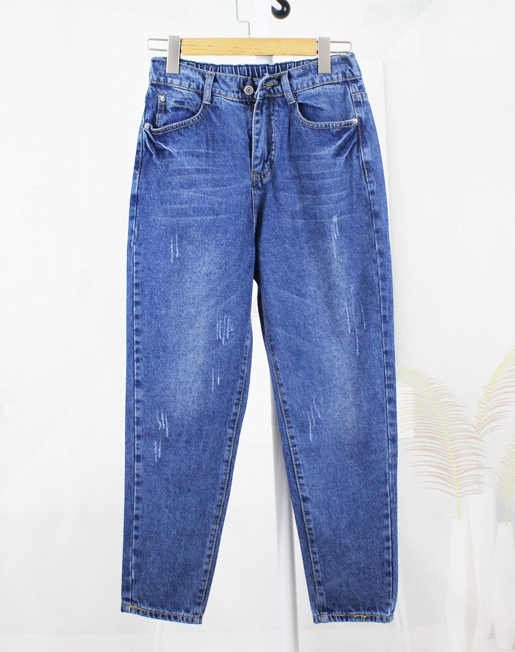 Kvinde sommer kæreste mor harem jeans til kvinder plus size loose fit ankellang denim bukser koreansk stil pantalon mujer: Mørkeblå / Xxxl