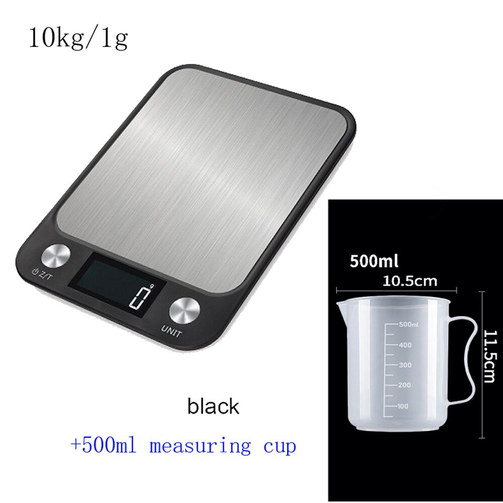0.1g Precision Electron Kitchen Scales Stainless Steel Weighing For Food Diet Postal Balance Measuring LCD Precision Electronic: 10kg 500ML B