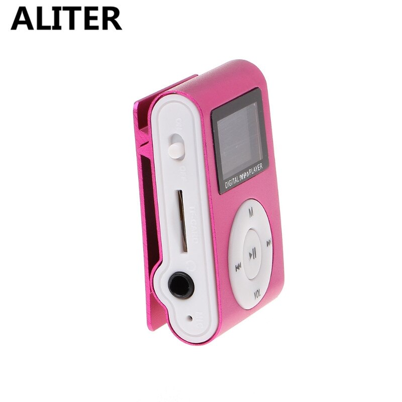 ALITER Small MP3 Portable USB Metal Clip LCD Screen Music Player with Earphone