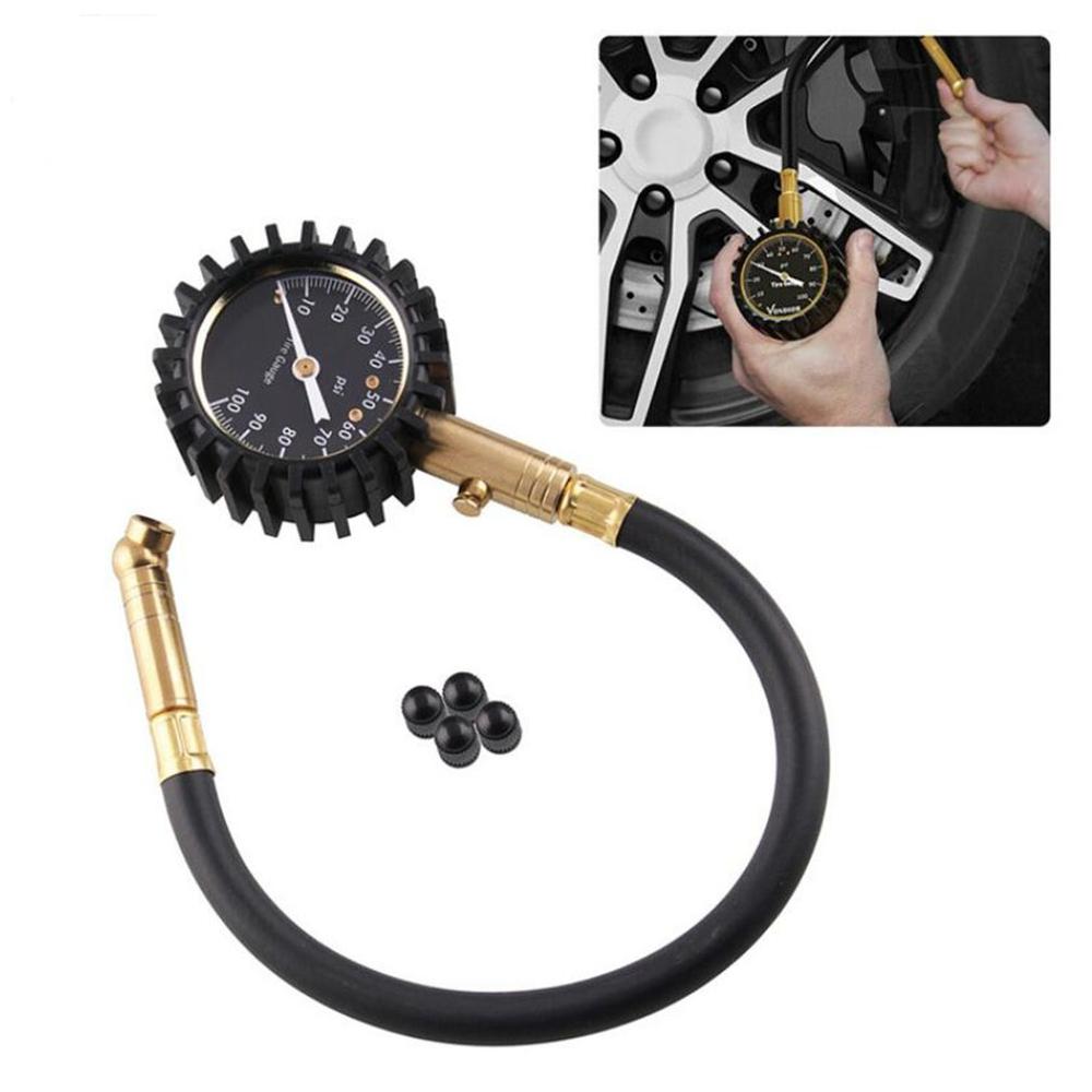 Tire Pressure Gauge Heavy Duty Tire Gauge Vehicles Universal Copper Valve Rubber Tube Tire Manometer Monitoring