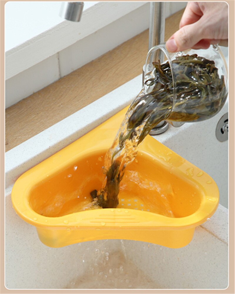 Fregadero Swan-cesta de drenaje sin perforaciones para el hogar, estante de filtro de agua de plástico Triangular, multifuncional, para lavado de verduras y piscina