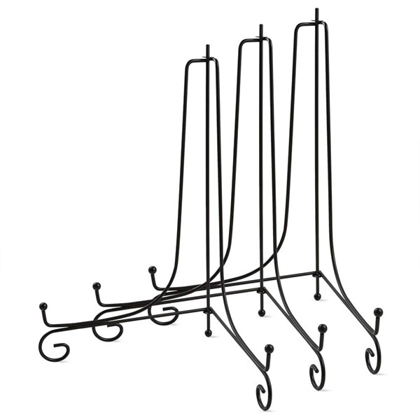 3 Pack 12 Inch Large Iron Display Stand, Black Iron Easel Plate Photo Holder Stand for Displaying Picture Frames, Books, Decorat: Default Title