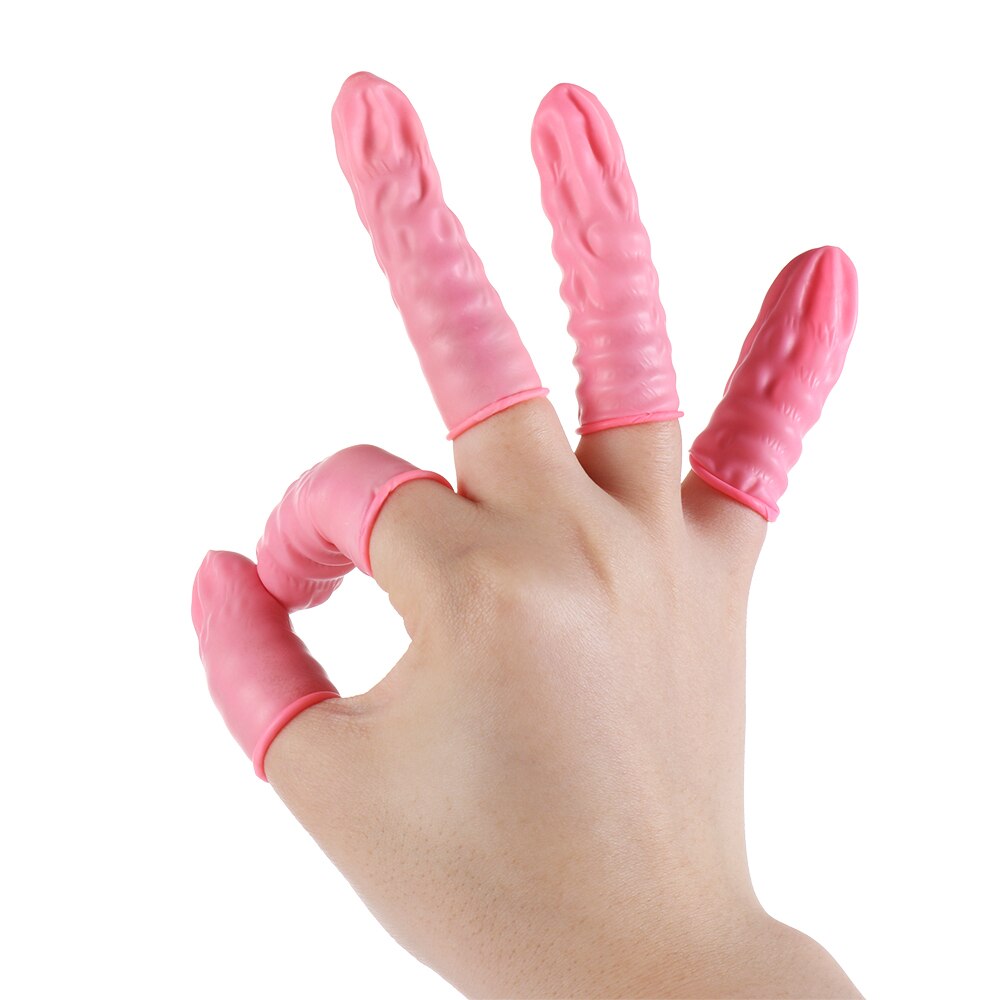 100 Pcs Disposable Finger Cover Natural Rubber Gloves Non-slip Anti-static Latex Finger Cots Fingertips Protector Gloves