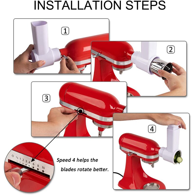 Groentesnijder Accessoires voor KitchenAid Stand Mixer - Kaasrasp, Groentesnijder, Salade Maker – Snijmachine/Versnipperaar Rasp - Slicer Shredder Attachment voor KitchenAid met 5 Messen van MMOBIEL Groentesnijder Accessoires voor KitchenAid Stand Mixer - Kaasrasp, Groentesnijder, Salade Maker – Snijmachine/Versnipperaar Rasp - Slicer Shredder Attachment voor KitchenAid met 5 Messen van MMOBIEL