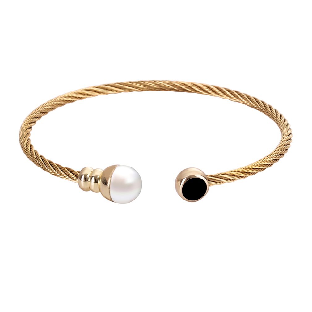 A94 Stainless steel bracelet Female Bangle Temperament Jewelry Ladies Antique Women Bangle Charms: Gold-color
