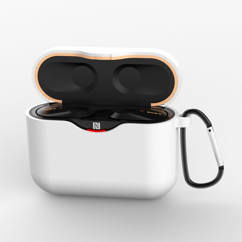 Trådlös bluetooth headsetbox anti-skyddande skal lämplig för sony wf -1000 xm 3 headsettillbehör med krok: Transparent vit