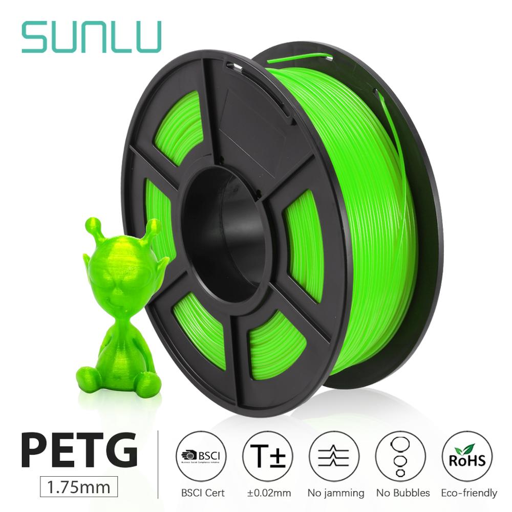 SUNLU PETG 3D Printer Filament 1.75mm 1KG 2.2lbs Spool support defferent material 3D Printer Refill full color 3D filament order: Green PETG