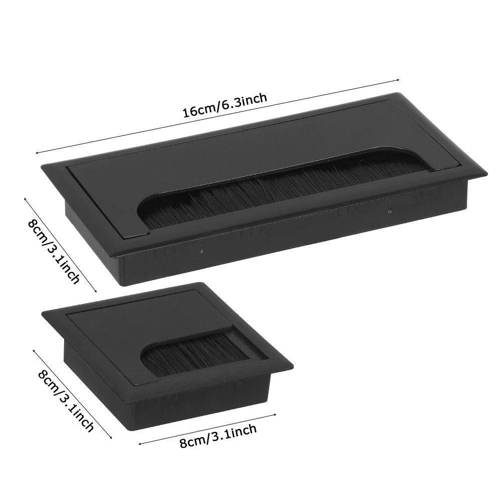 Porte-câble rectangulaire, trou d&#39;œillet, Port de sortie avec brosse noire, décor de bureau d&#39;ordinateur, boîte à fil, rangement de câbles de bureau
