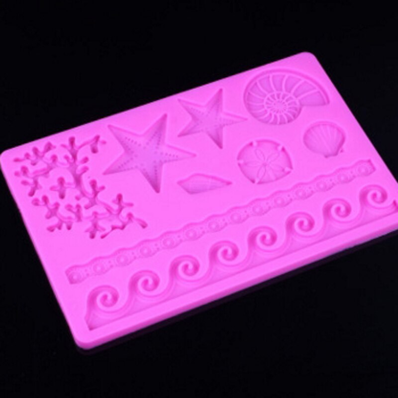 Underwater World Conch Shell Form Silicone Mould DIY Wave Star Fondant Cake Decoration Tools Embossing Mold Kitchen Baking Tool