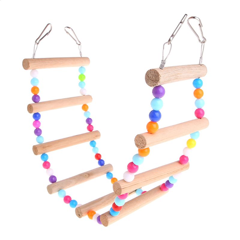 Pássaro brinquedos escadas de madeira balanço scratcher poleiro escalada escadas hamsters gaiola pássaro papagaio escada subir poleiro suporte brinquedos: 9