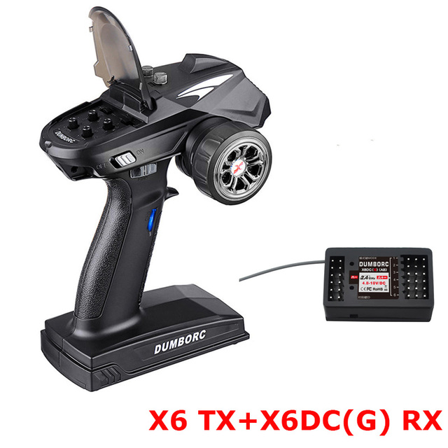 DumboRC X6 RC Transmitter 2.4G 6CH with X6FG / X6F Gyro Receiver Remote Control for Rc Car Boat Tank RC Vehicle Model Toy Parts: Light Grey