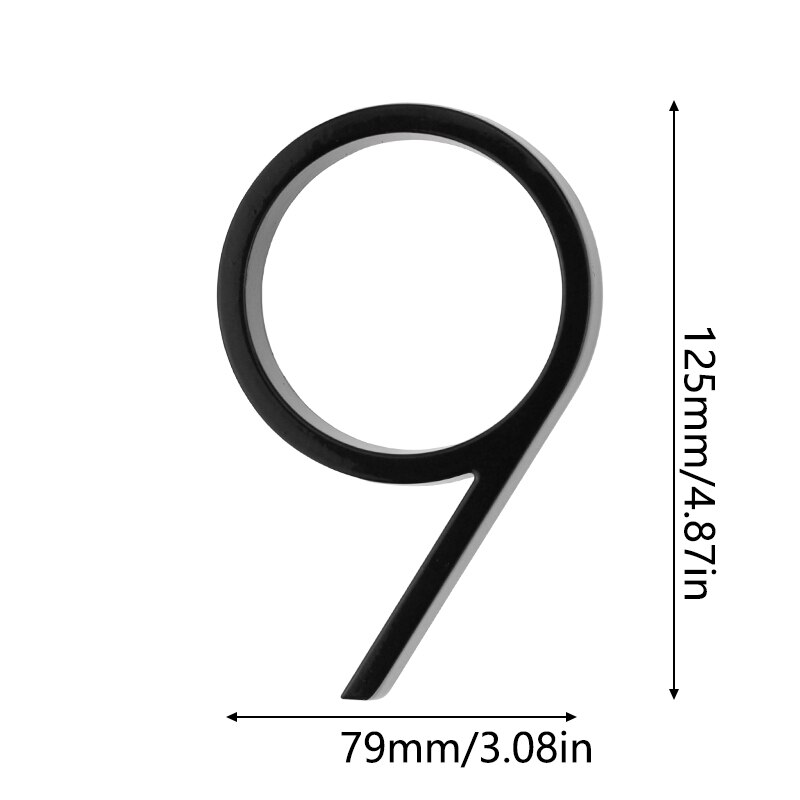 125mm Floating House Number Stone Letters Door Alphabet Numeros Casa Exterior Outdoor 4,87 in.Black Numbers Address Plaque: Number 9