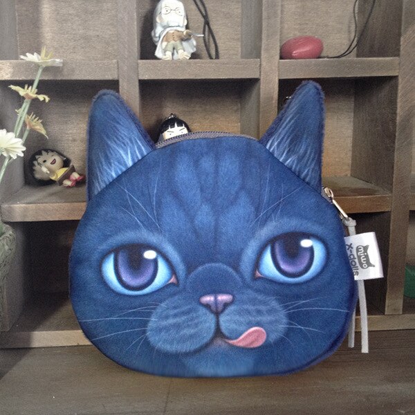 Cute Coin Purses Wallet Ladies 3D Printing Cats Dogs Animal Big Face Change Cute Small Zipper Bag for Women Pouch: 16