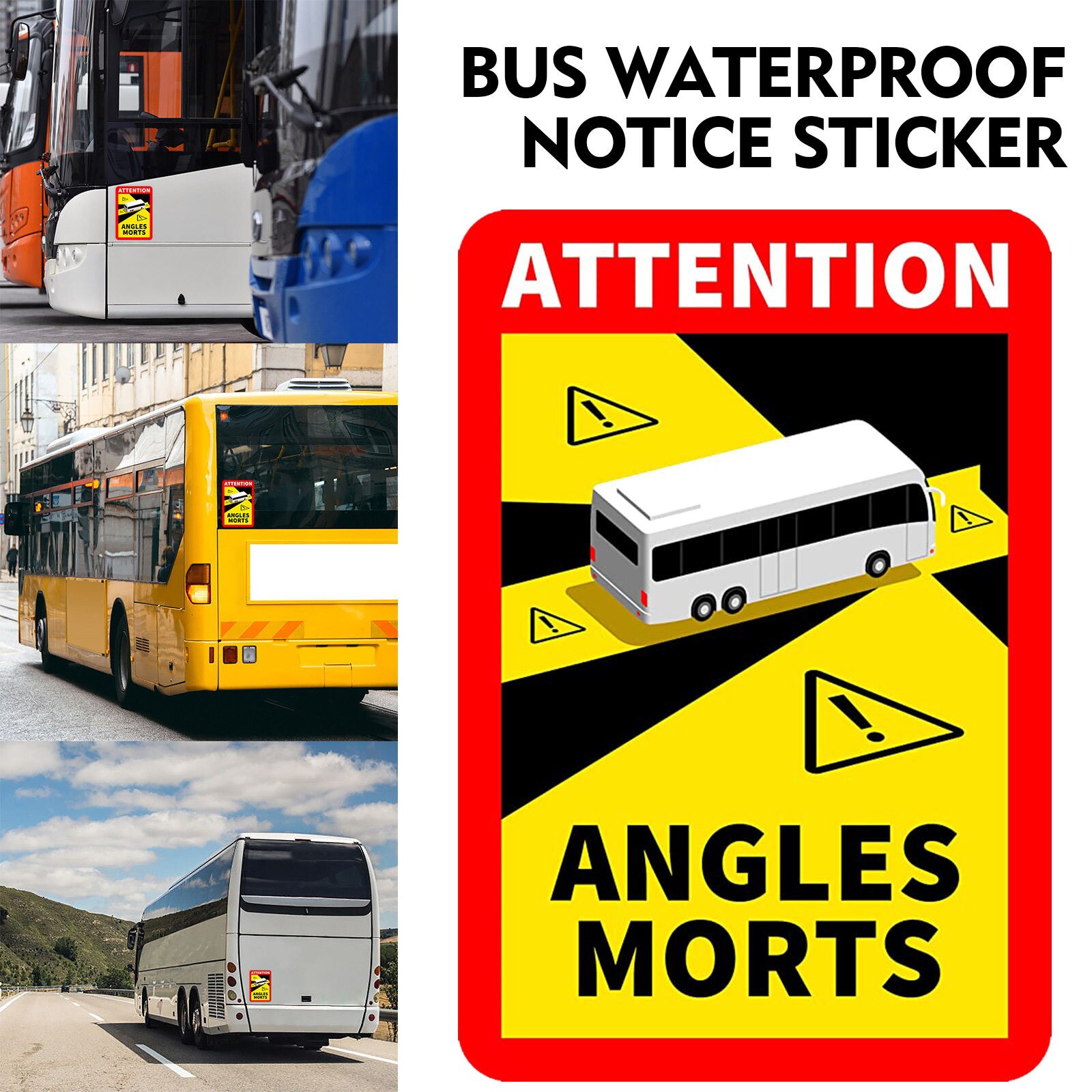 1PC Transportation Blind Spot Reminder Sticker Dead Corners On Heavy Vehicles Bus Car Autocar - Waterproof Sticker L.17 x H.25cm