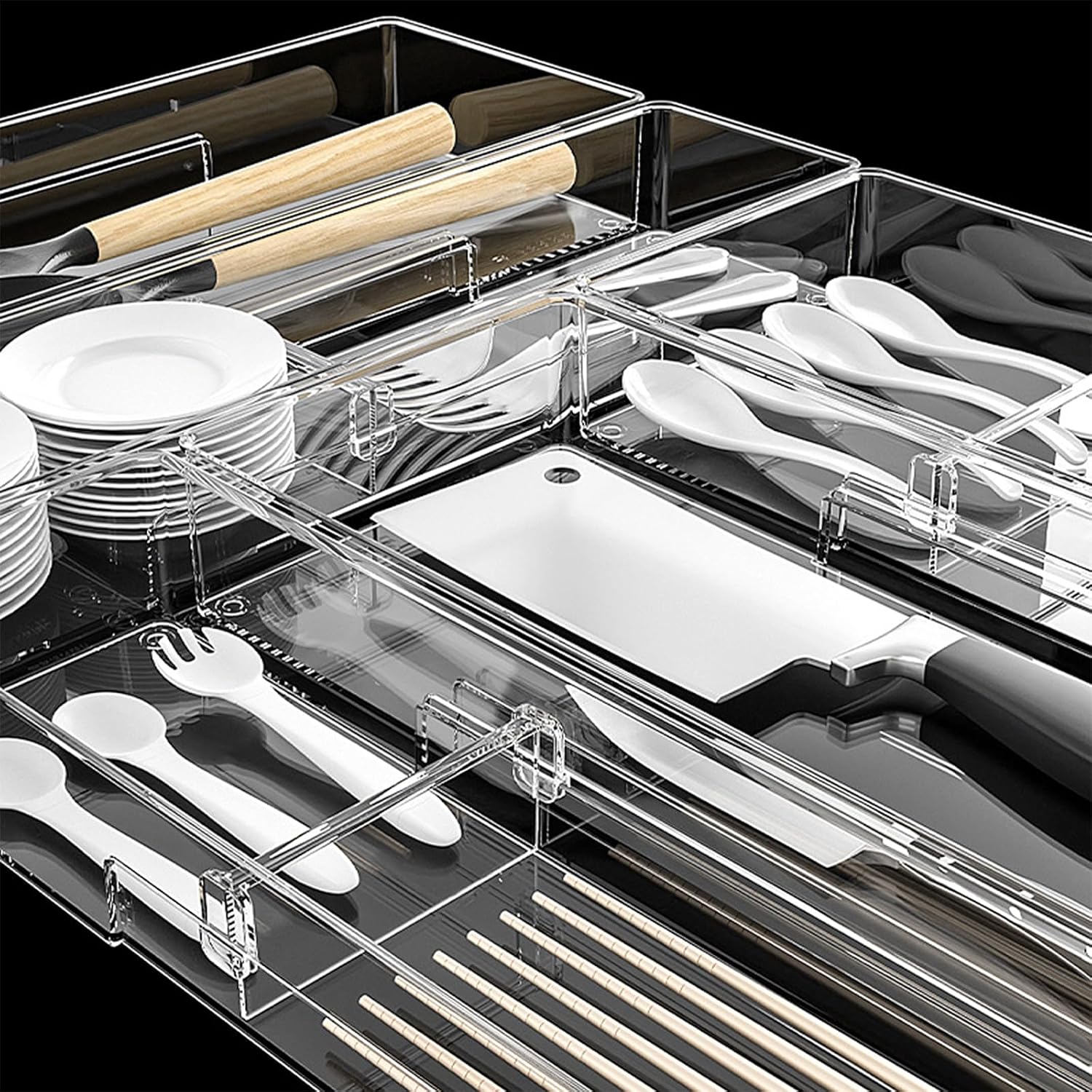 Organisateur de couverts et d'ustensiles, tiroirs de cuisine pour couverts de cuisine, fournitures de bureau, rangement de bureau de maquillage, Organization d'outils de Garage