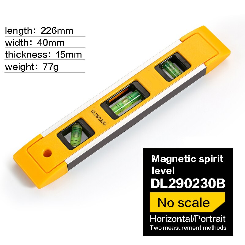 INGBONT Spirit Level Ruler Digital Protractor Angle Finder With/Without Magnets Inclinometer 226-600MM Slope Test Tool: 226MM