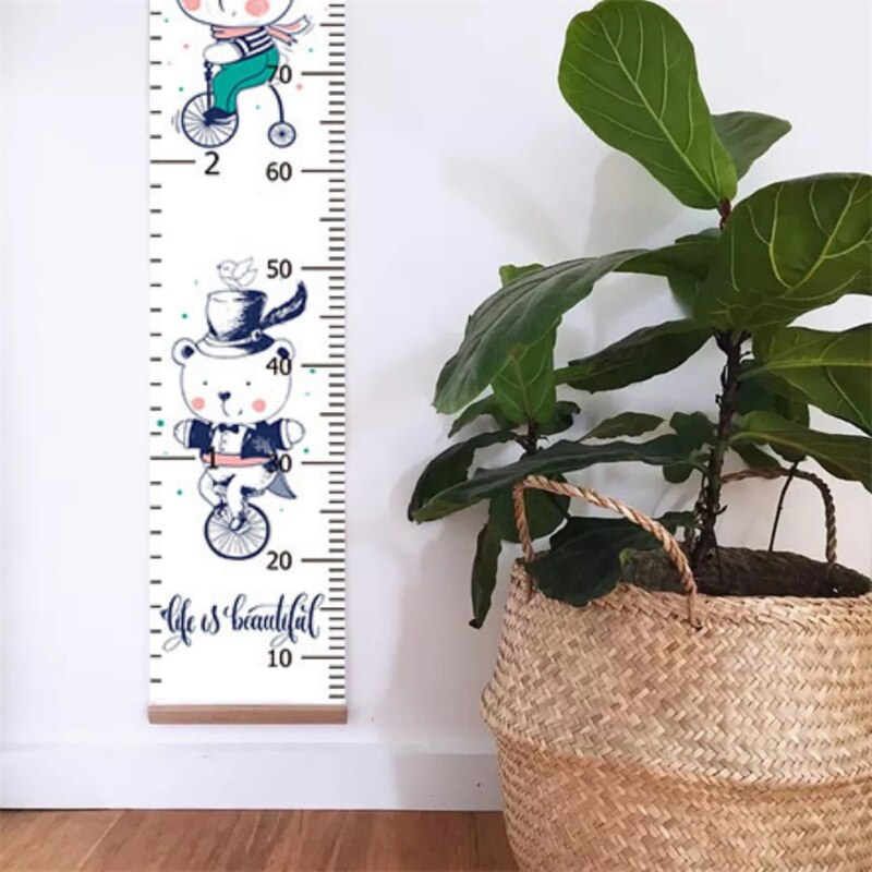 Hängande duk höjd linjal barn tecknad tryckt dekorativt tillväxtdiagram väggmått linjal baby plantskola dekoration