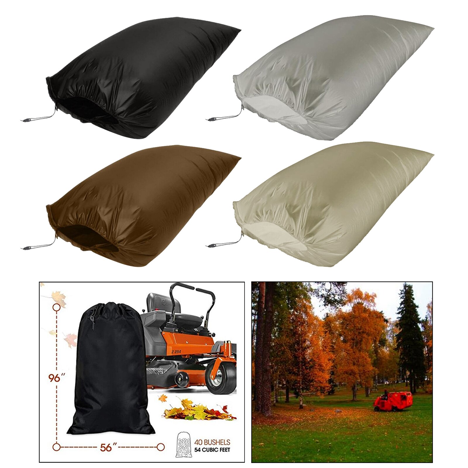 Sac à feuilles pour tondeuse à gazon, adapté aux tracteurs de pelouse, sac à feuilles de grande capacité 54 pieds cubes