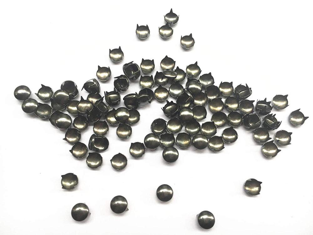 100 Pcs Ronde Dome Studs Metalen Klauw Kralen Nailhead Punk Klinknagels Met Spikes (5mm): Gun Metal