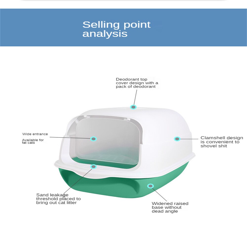 All-enclosed Cat Litter Basin Large Cat Toilet Cat Litter Basin Anti-smelly Cat Litter Basin Anti-splashing Cat Litter Basin