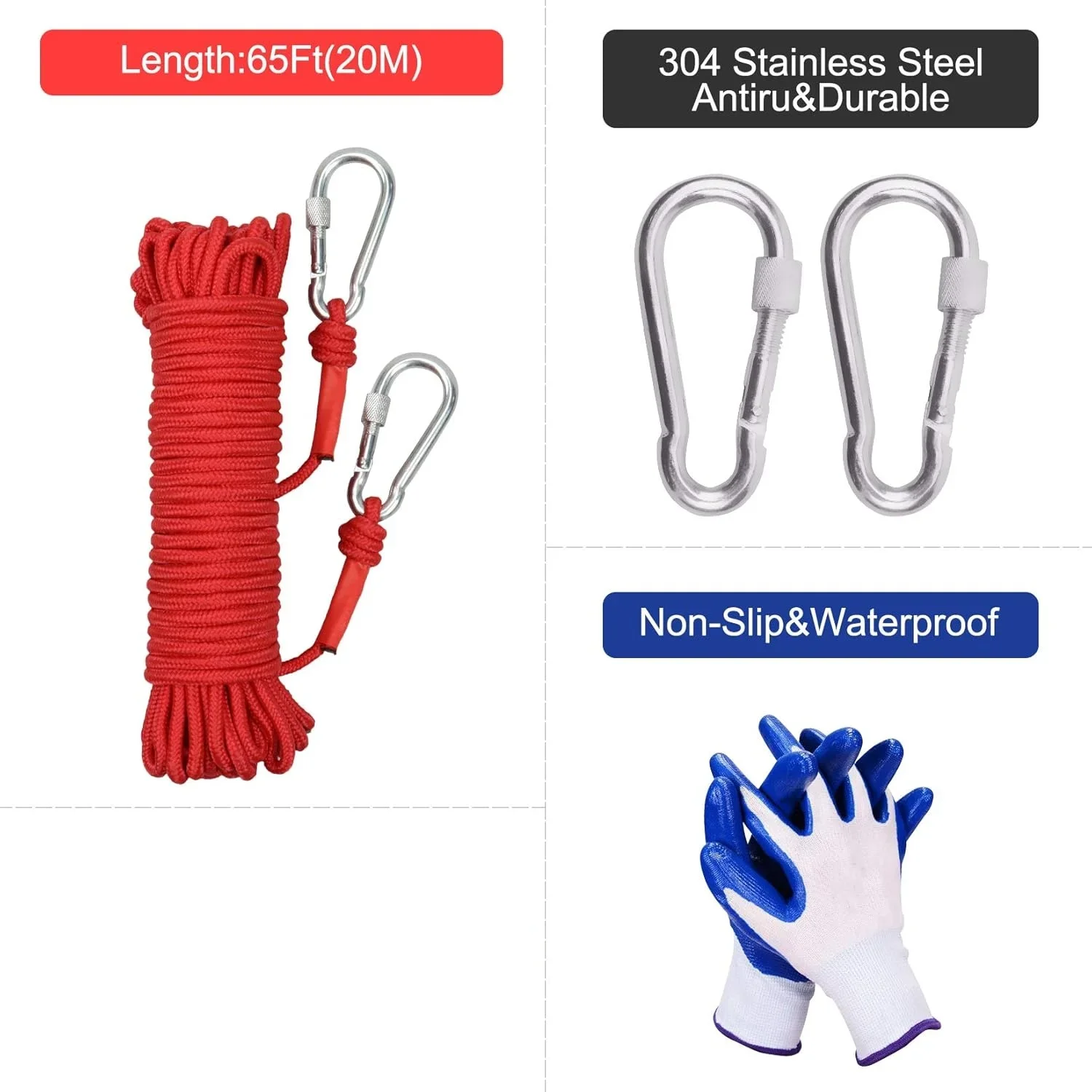 Double-Sided Magnet Fishing Kit With Case, Premium Fishing Magnet Kit For Retrieving Items In River, Lake, Beach, Lawn.