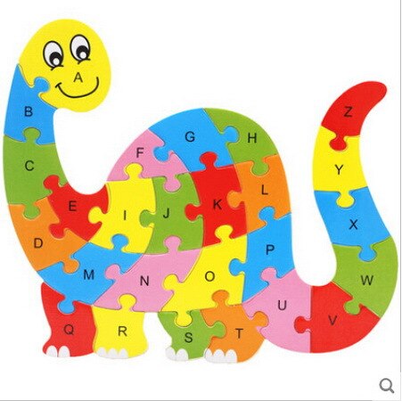 Holz Tier Elefanten Dinosaurier ABC Alphabet Lernen Puzzles Jigsaw Intelligenz Spiele Spielzeug Für Kinder Kinder: YELLOW