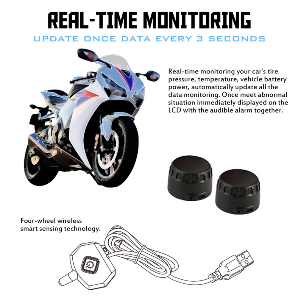 Tire Monitoring System Mobile APP Bluetooth Tire Pressure TPMS For Motorcycles Locomotives 2-wheel Small Monitor For Pressure