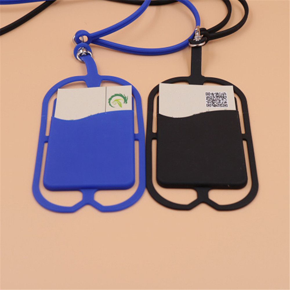 Uniwersalny silikonowy uchwyt na telefon komórkowy smycz pokrowiec na karty ozdobny pasek na dowód osobisty solidna kolorowa obudowa na telefon pokrywa smycz na szyje