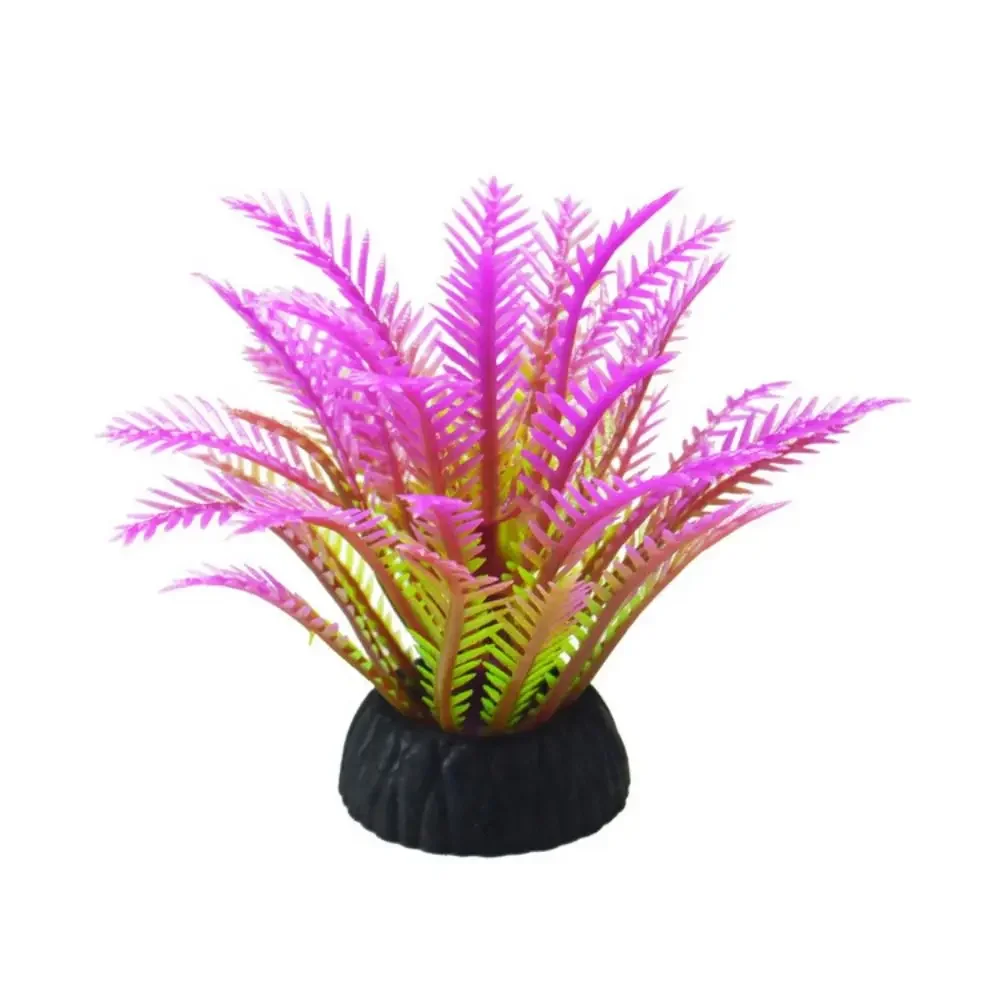 Plantas de acuario de algas marinas artificiales vibrantes: decoración paisajística de pecera diversa y realista: Morado