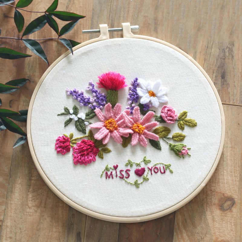 Flowers DIY Embroidery Ribbon Set Beginners Embroidery Shed Sewing Kit Cross-stitch Crafts Hand-stitched Decoration