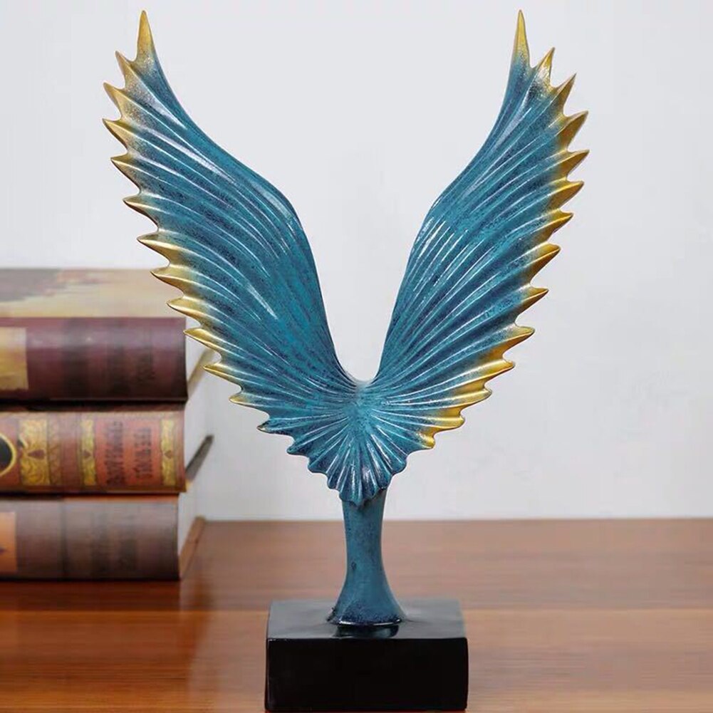 Hars Decoratieve Standbeelden Gesimuleerde Abstract Open Wing Bird Standbeeld Home Standbeelden Dier Sculptuur Muur Decoratie Home Decor