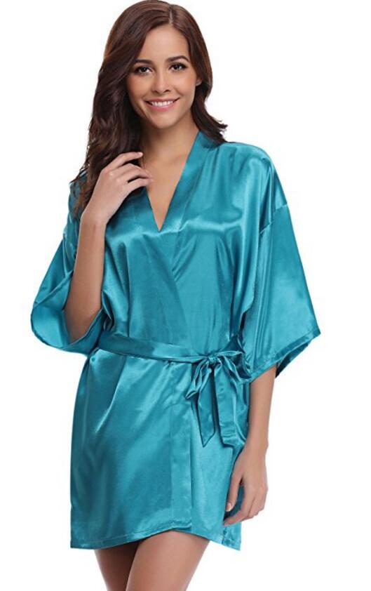 RB032 2018 nowy jedwabny szlafrok Kimono szlafrok kobiety jedwabne szaty dla druhny seksowne granatowe szaty satynowy szlafrok damskie szlafroki