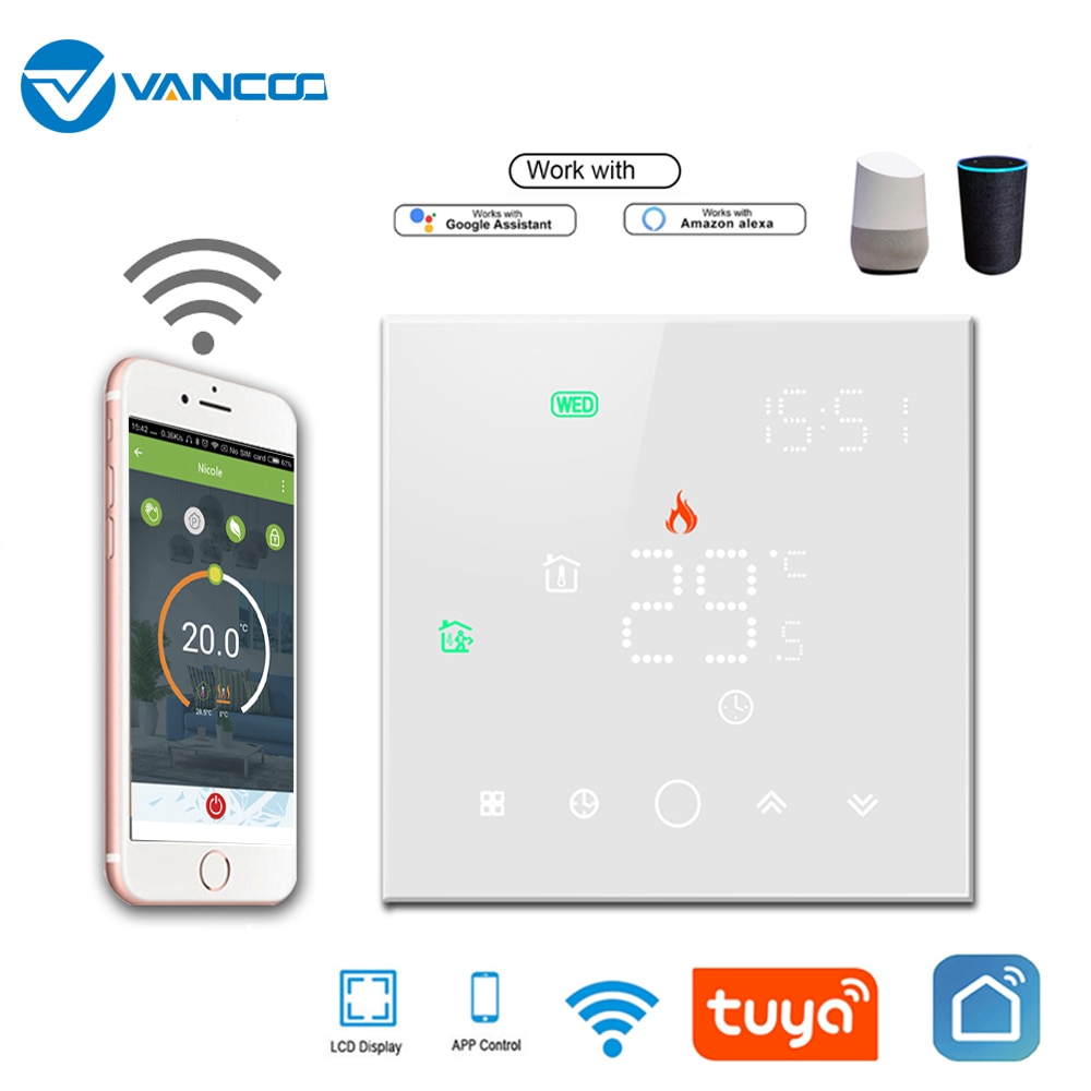 Vancoo Tuya Slimme Thermostaat Wifi Temperatuur Controller Voor Elektrische/Water Verwarming Systemen Werken Met Alexa Google Thuis