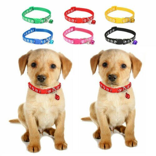 Collar de nailon con hebilla ajustable para mascotas, juego de 12 Uds. De cascabeles sólidos para perros y gatos