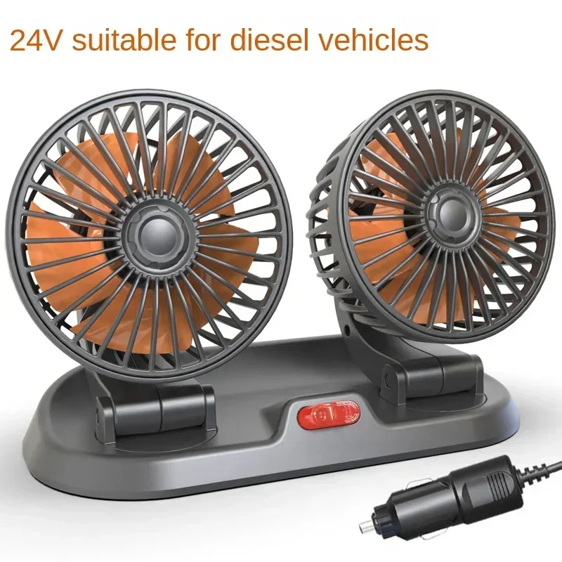 Bilvifte kjøling bil elektrisk vifte 360 ° justerbar 3 hoder usb /12v/24v vifte 2 hastighet stille kjøler for dashbord bobil lastebil suv: Vannmelonrød