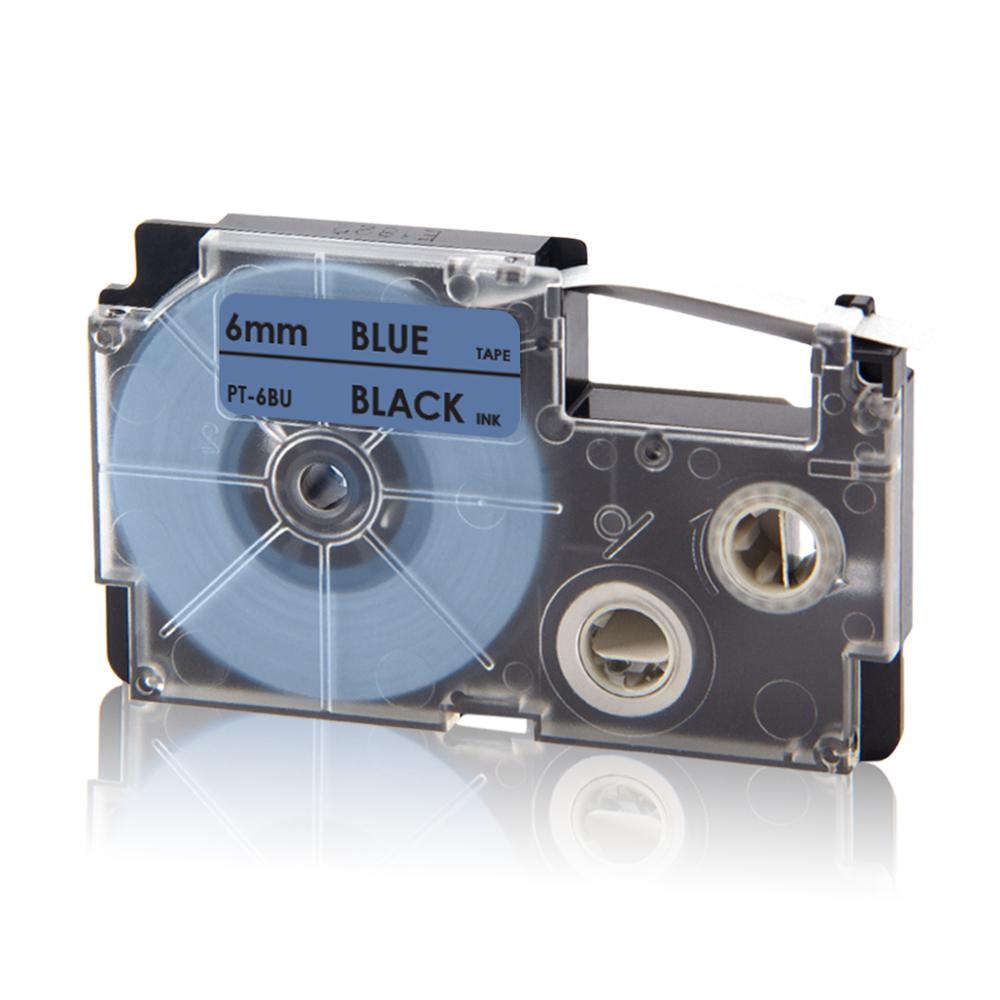 UniPlus XR-6X XR6WE XR-6RD XR 6YW Label Tapes Replace Casio Label Maker XR-6B XR-6GN 6mm Multi Colors for KL-60 KL-60SR KL120 EZ: Black on Blue