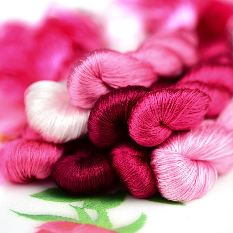 silk embroidery thread / 100% silk thread /hand embroidery embroider cross stitch/rose redseries/8 gradient colors