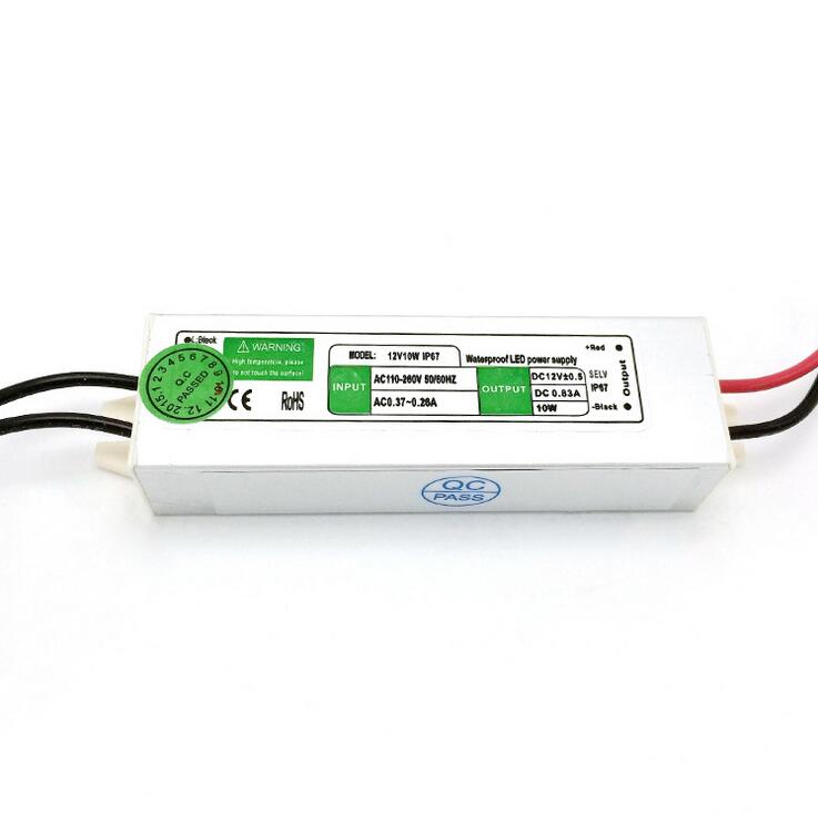 DC12V 10W IP67 Waterproof LED Driver Power Supply Aluminum Alloy Transformer AC90~250V to 12 Volt DC Output