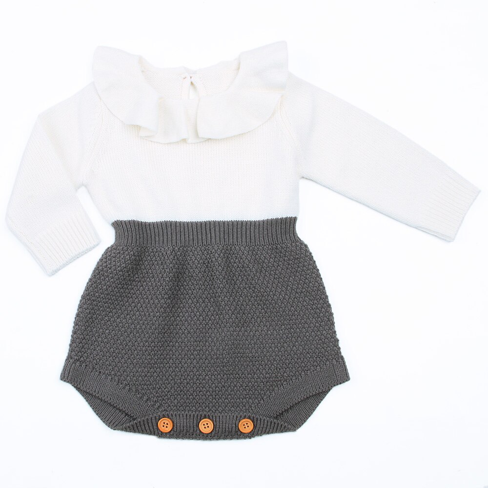 Baby Sweater Knitted Ruffle Long Sleeve Jumpsuits Girls Rompers Autumn Casual Soft Baby Clothing