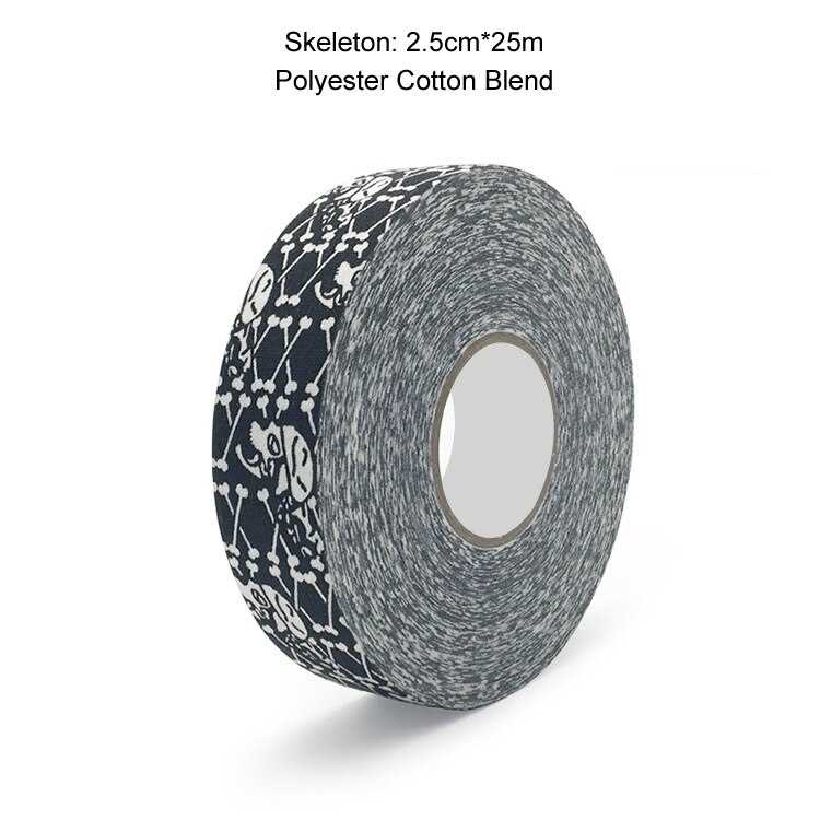 3 Rolls Hockey Grip Tape Cotton Hockey Stick Tape colorato Sport sicurezza campo da ghiaccio Hockey Badminton Golf Tape 2.5cm x 25m: 3 rools Skeleton