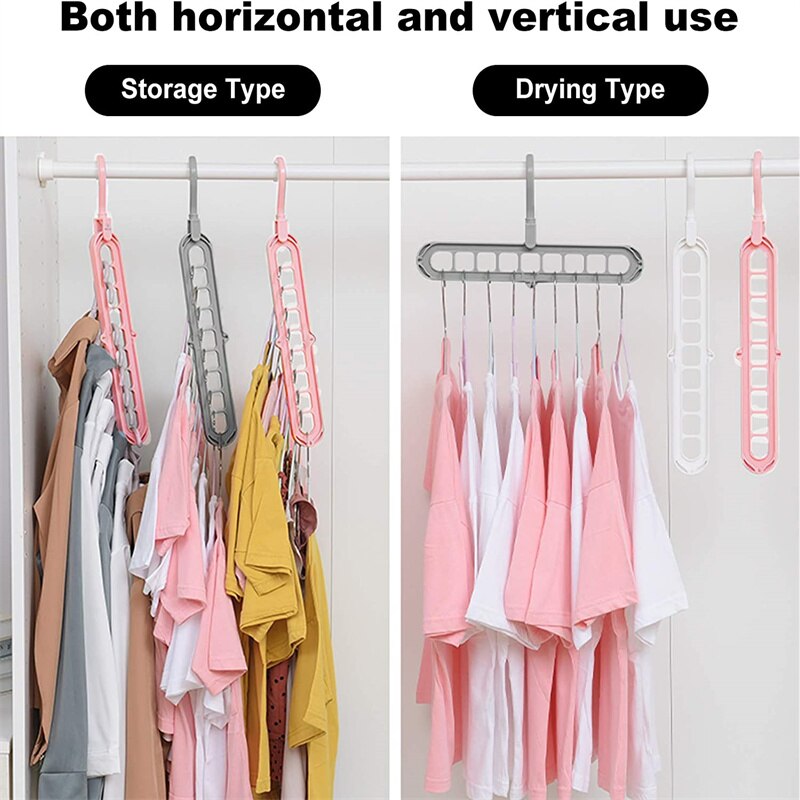 9 In1 Hole Clothes Hanger Multi-Function Folding Hanger Rotating Magic Space Plastic Storage Hangers Closet Storage Organization